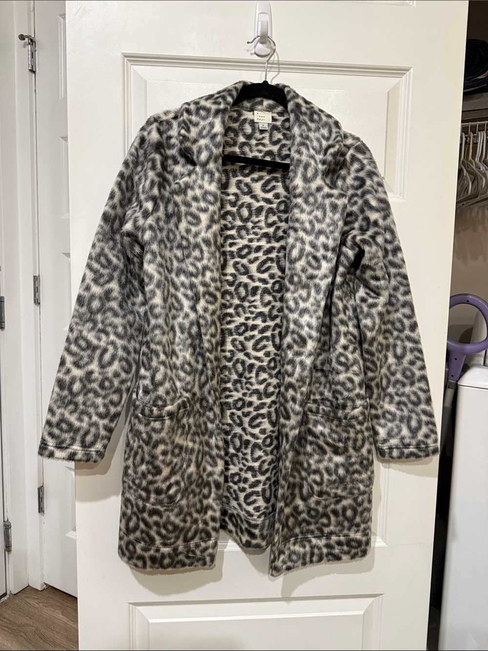 a new day Gray Leopard Print Open-Front Coatigan